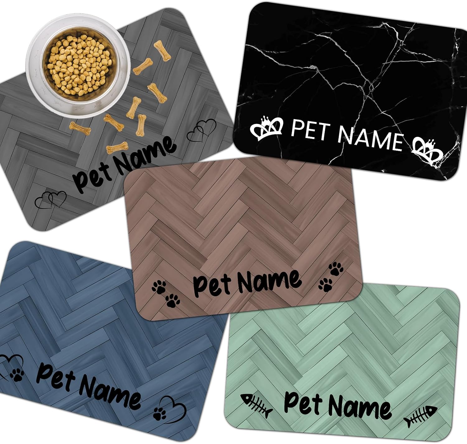 Custom Pet Food Mats with Name Customized Name Feeding Mat for Floors
