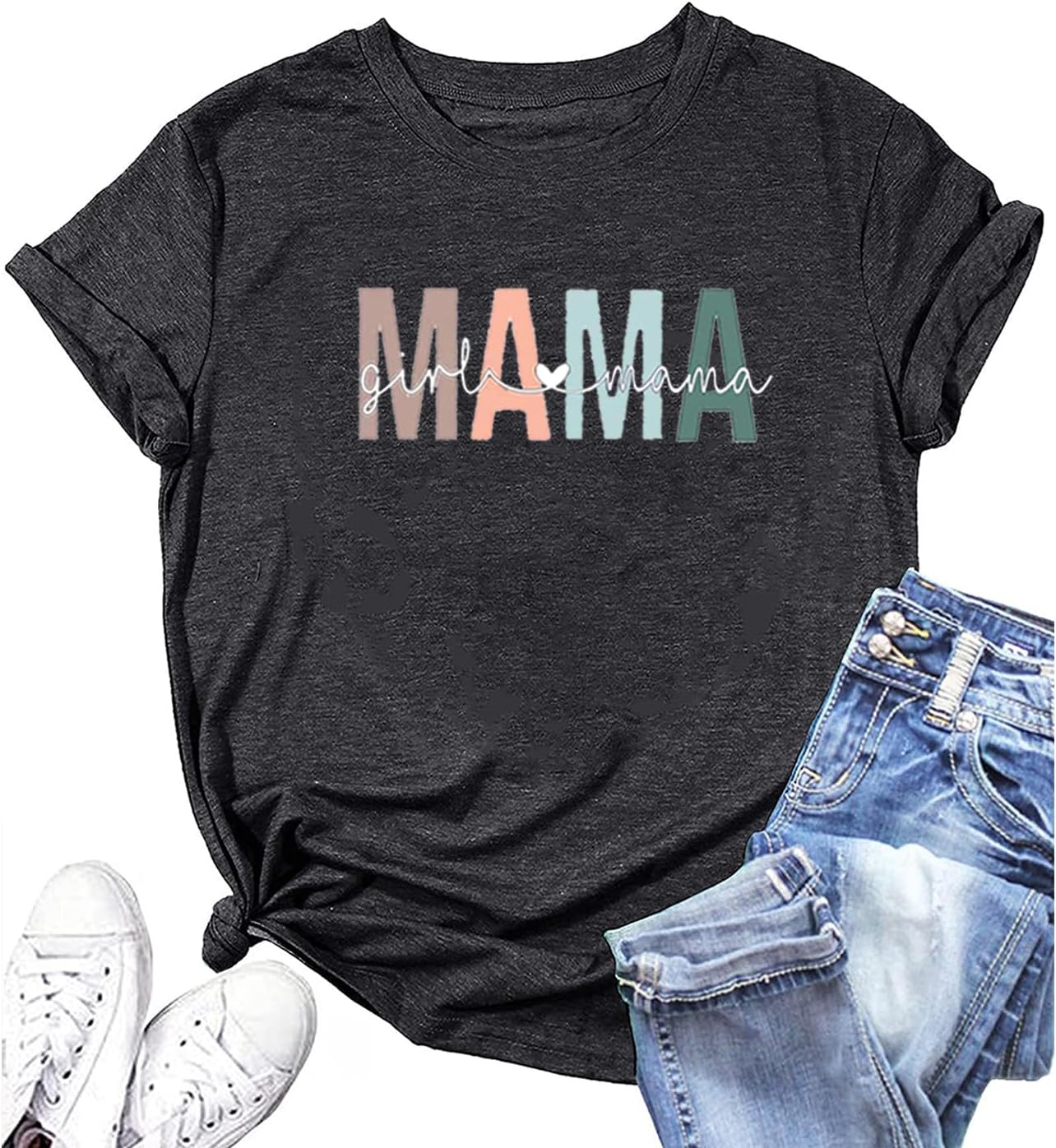 Girl Mom Tshirt Women Funny Letter Print Mama Graphic Tees Shirt Casual Short Sleeve Tops Cute Mom Gift