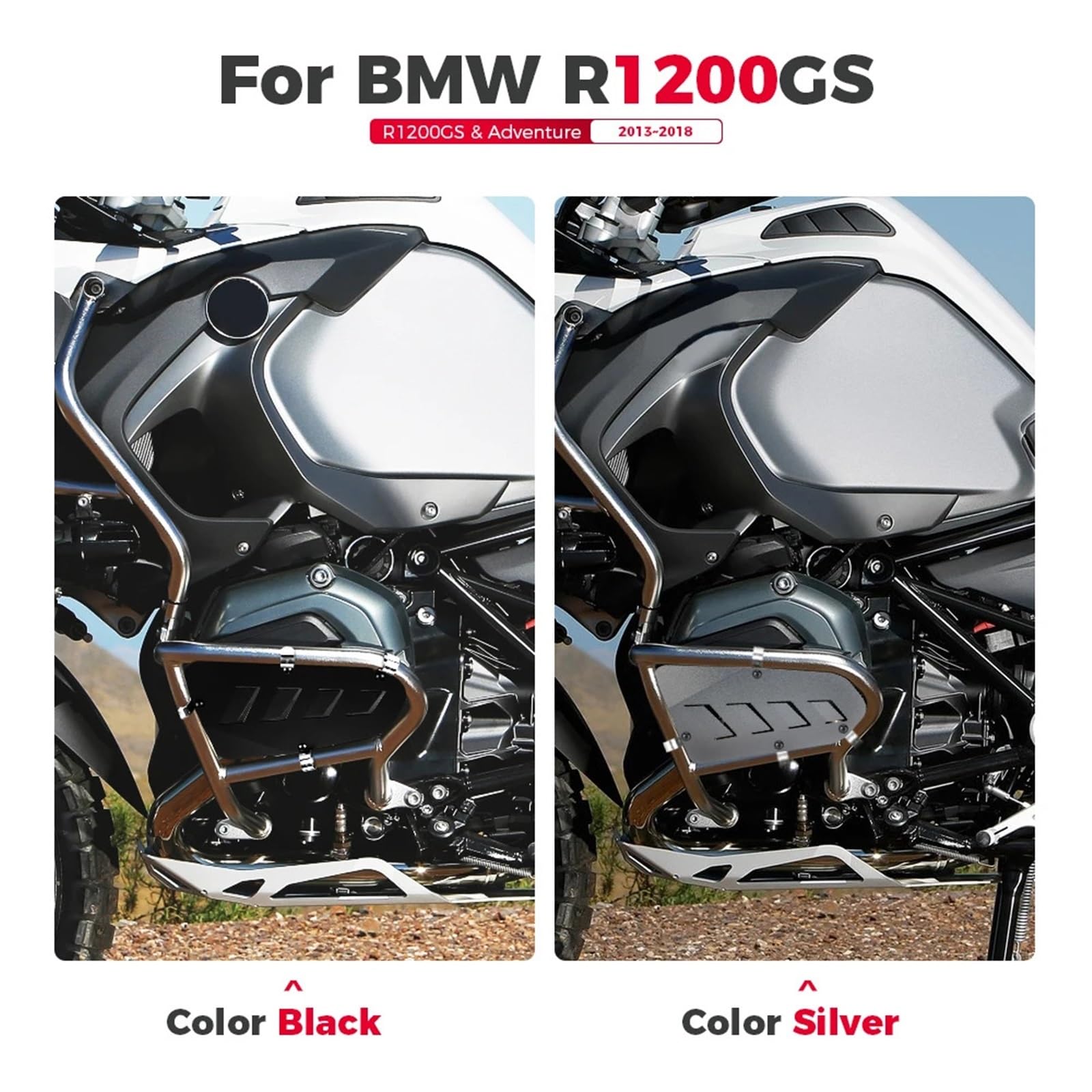 Osłona ochronna chłodnicy Gmole zabezpieczające cylinder ze stali nierdzewnej pasujące do BMW R1200GS LC R1200GSA ADV 1200GS R1200 2013-2017 Osłona chłodnicy(Black)