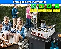 Vista 7 de Estufa de propano Horynar de 4 quemadores, estufa de gas con encendido automático, quemador de propano de 41,000 BTU de acero inoxidable espesado