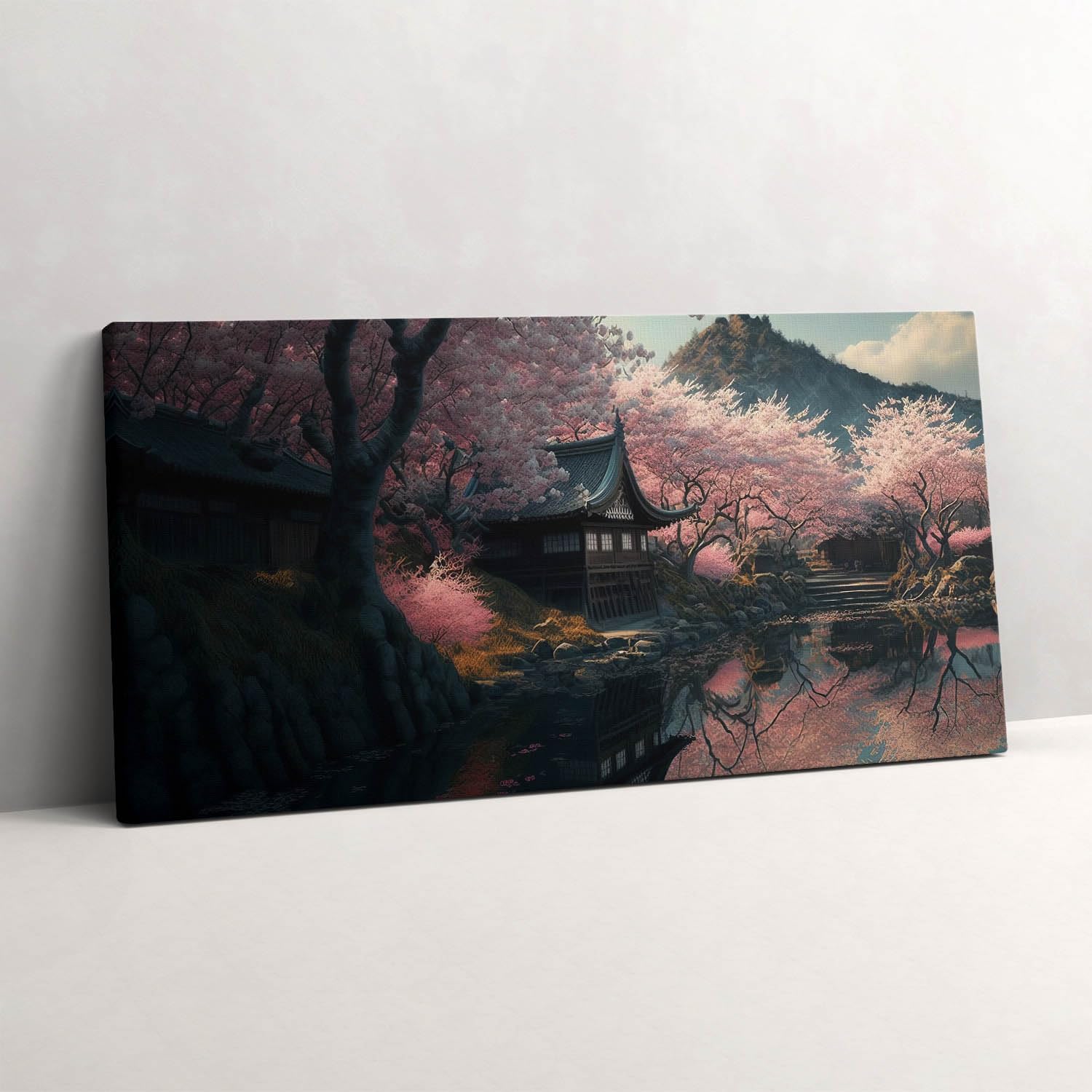 Tableau photo sur toile 140x70cm fleur de cerisier rose - 6