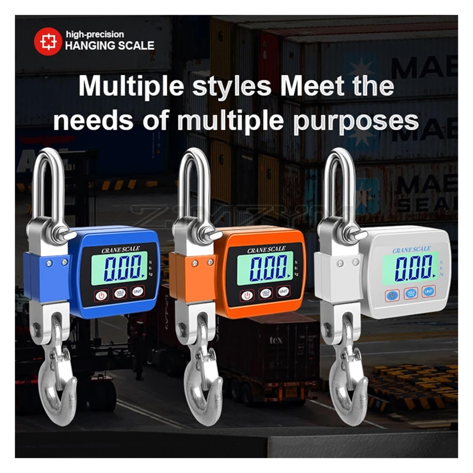 Bilancia for gru digitale da 300 kg/500 kg portatile sospesa for for impieghi gravosi a gancio industriale con retroilluminazione LCD Unità di cambio(Orange,300KG)