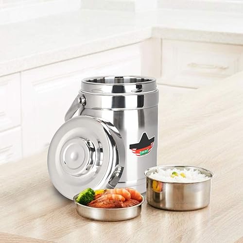 Miniatura 4 de Tarro de alimentos aislado al vacío, 1,8 l, de forma recta, de doble pared, caja de almuerzo aislada al vacío, contenedor de alimentos calientes de