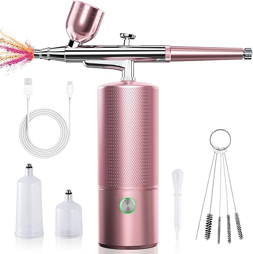 Kit de aerógrafo con compresor, pistola de aerógrafo inalámbrica recargable de 30 PSI, juego de aerógrafo de mano automático, cepillo de aire