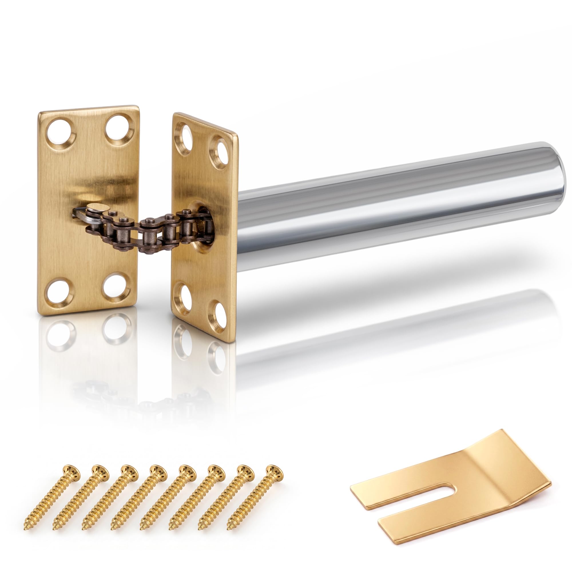 ZAVIA Concealed Door Closers for Internal Door (Up to 50kg Doors) | Metal Soft Close Auto Close | Automatic Concealed Door Closer (Works Well for Right & Left-Handed Doors) (1, Brass) โ image 1