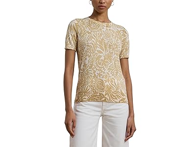 Lauren Ralph Lauren Petite Floral Cotton-Blend Short Sleeve Sweater Women