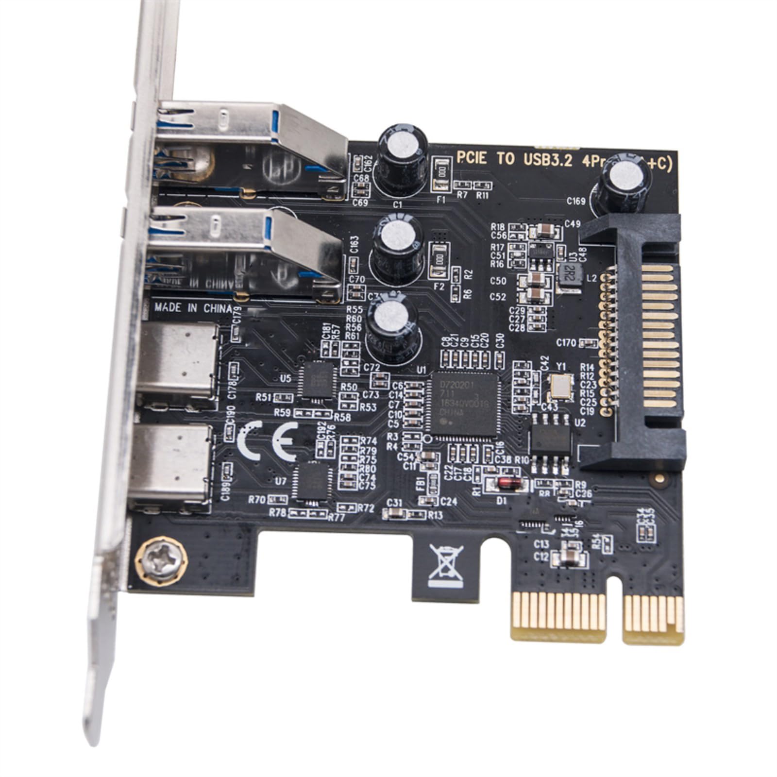 Super Speed 5Gbps USB 3.2 Gen1 Type C and USB PCIExpress Expansion Card with Metal Brackets for PC Computer