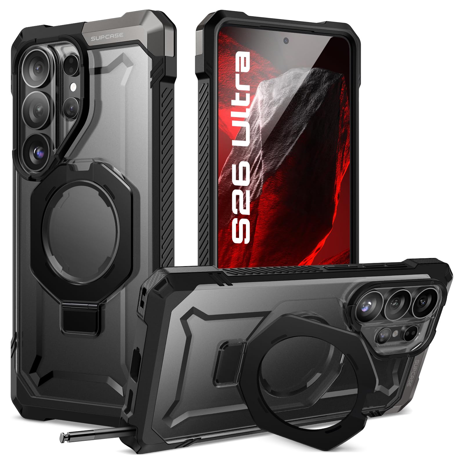 SUPCASE for Samsung Galaxy S26 Ultra Case with Kickstand (Unicorn Beetle Grip), [Wireless Charge Compatible] [Military-Grade Protection] Heavy-Duty Magnetic Phone Case for S26 Ultra 6.9 Inch, Dark