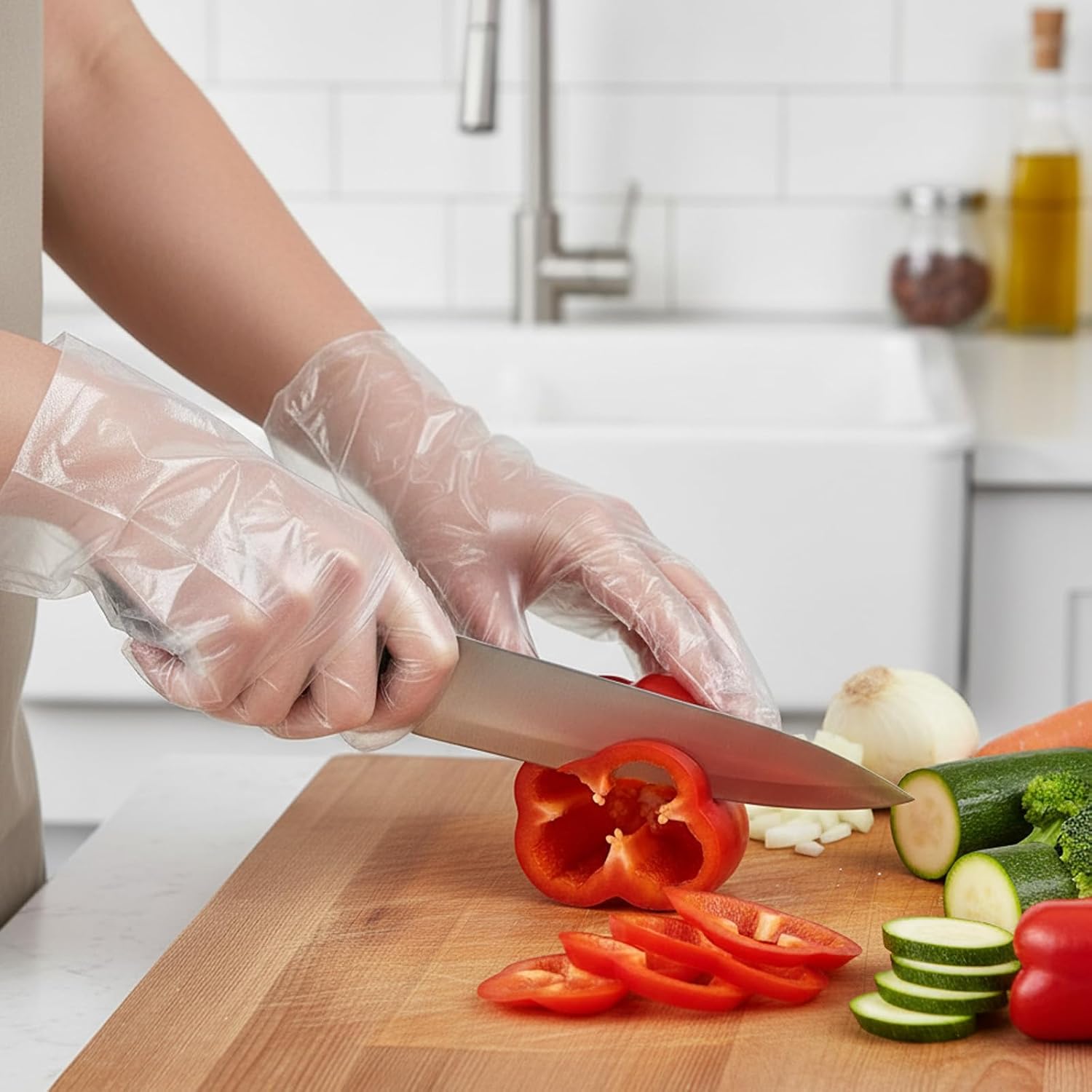 500 Count Disposable Food Service Gloves – Plastic Gloves For Food Handling, Clear Poly Plastic Glove For Kitchen Serving – Lightweight Disposable Kitchen Glove, One Size Fits Most