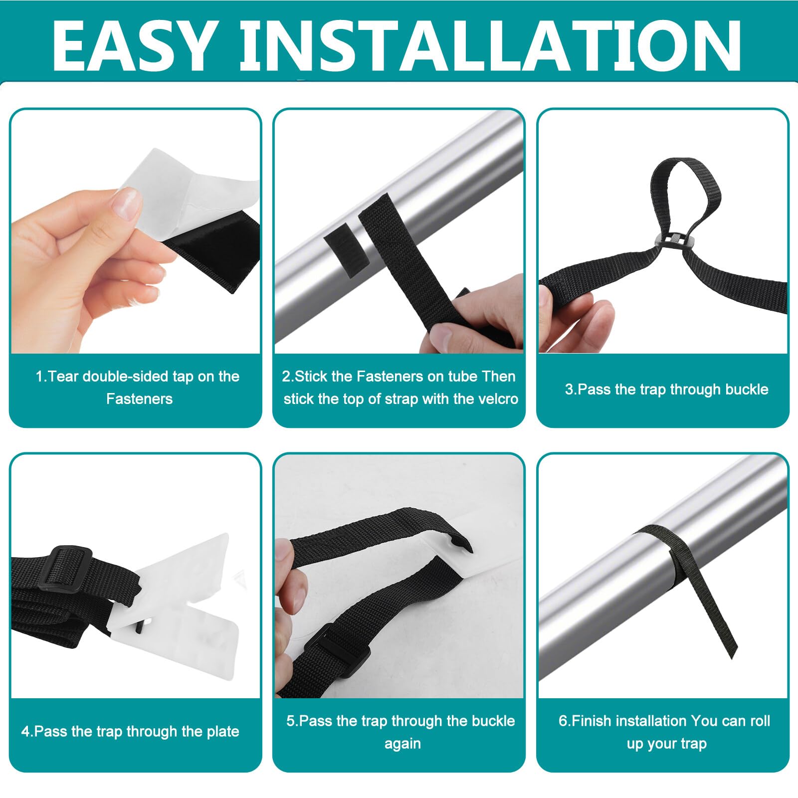 Aicharynic Bandas de sujeción para láminas de piscina, juego de 8 bandas de fijación y grapas, enrollador de piscina, enrollador móvil, lámina solar para sistema de enrollado móvil, para lonas de