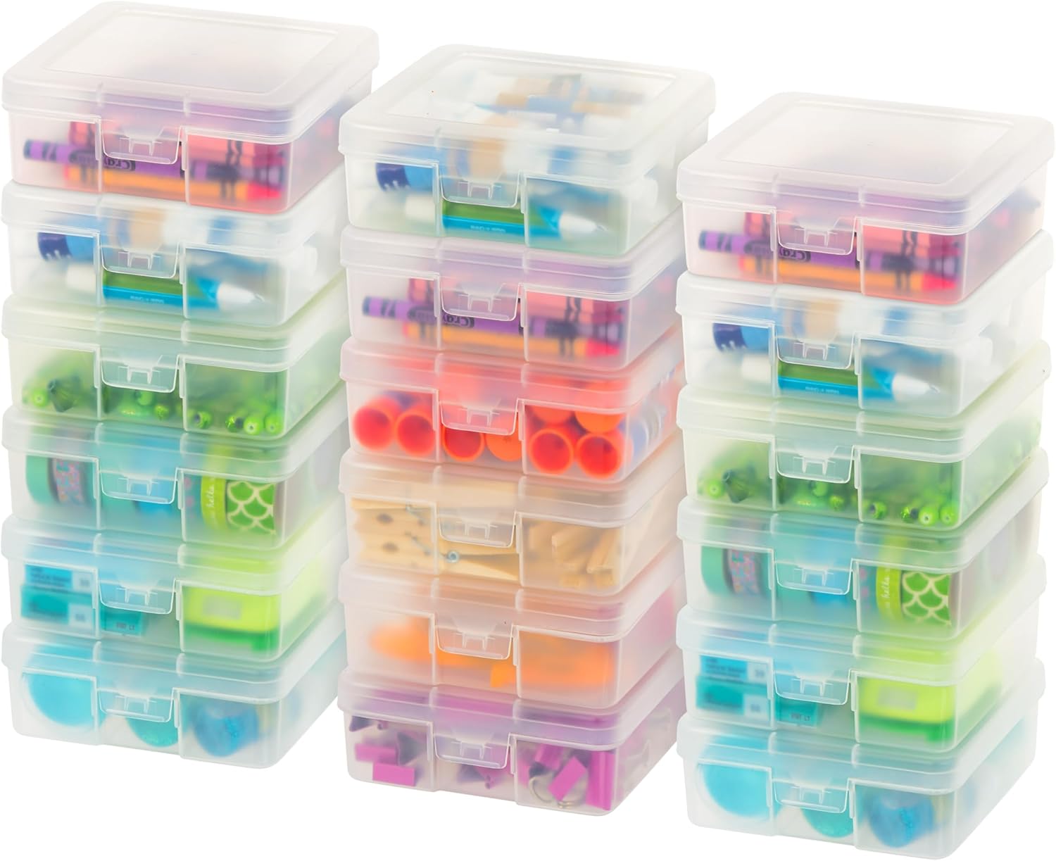 IRIS USA Clear Storage Cases, 6-Pack, |Made in USA|, Plastic Bead Organizing Containers with Snap Lid for Arts, Crafts, Ephemera, Stickers, & Dance Cheer, Clear - Medium