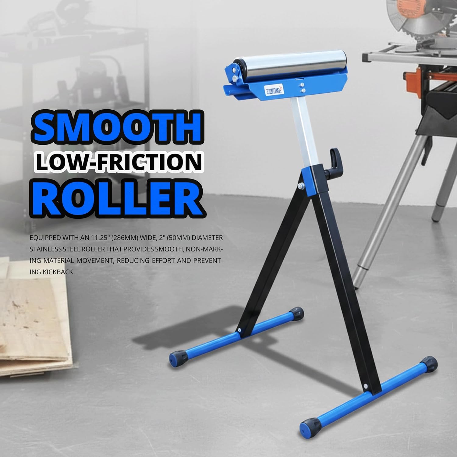 Folding Roller Stand – 1 Pack Heavy Duty Steel Support with 60kg Load Capacity | Portable Foldable Infeed/Outfeed Roller for Table Saw, Planer, Woodworking & Workshop