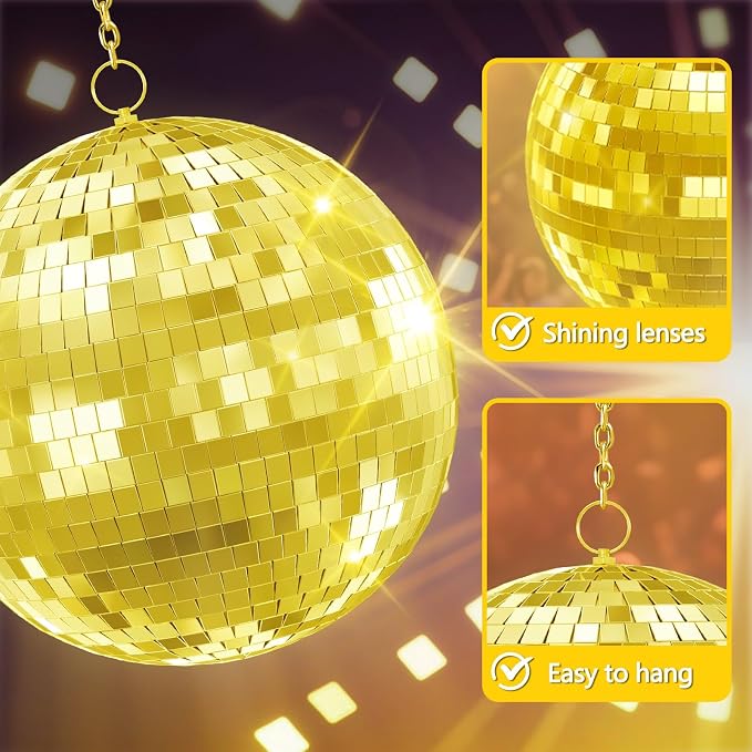 Disco bola espejada 12"/16"/20" con anillo para colgar miniatura 7