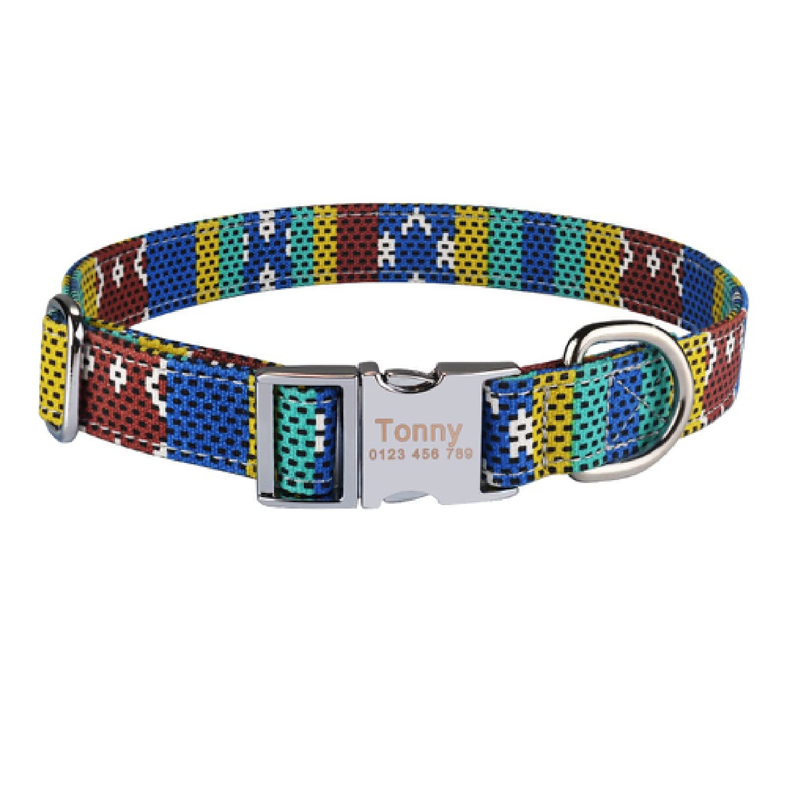 Collier de chien en nylon gravé pour les balades de votre moyen et grand chien