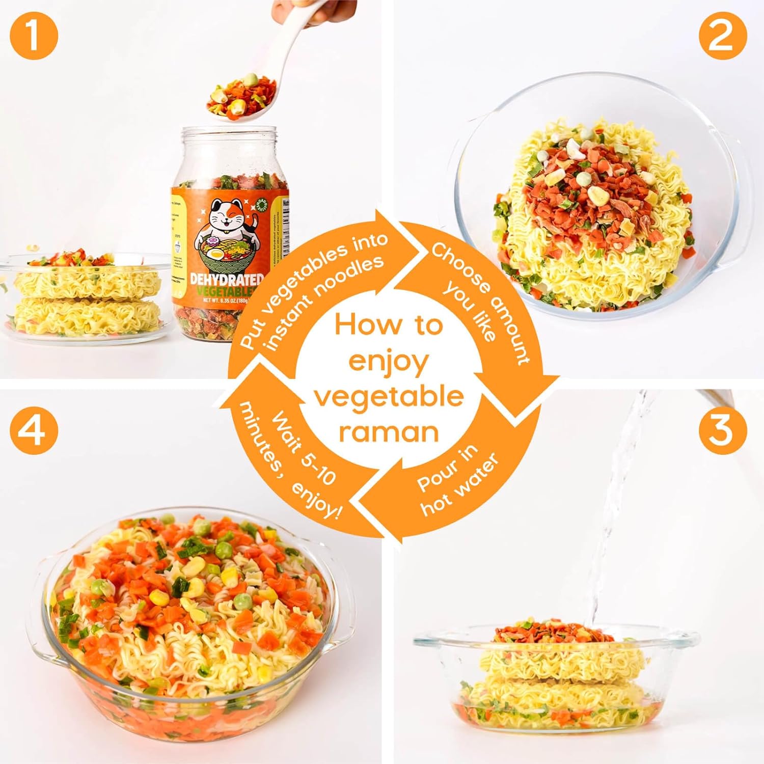 Dehydrated Dried Vegetables Ramen Toppings - 6.35oz Natural Mixed Vegetable Flakes, Noodle Soup, No Gluten& No Allergen, Freeze Dry Veggie for Cooking, Emergency Supply - Image 8