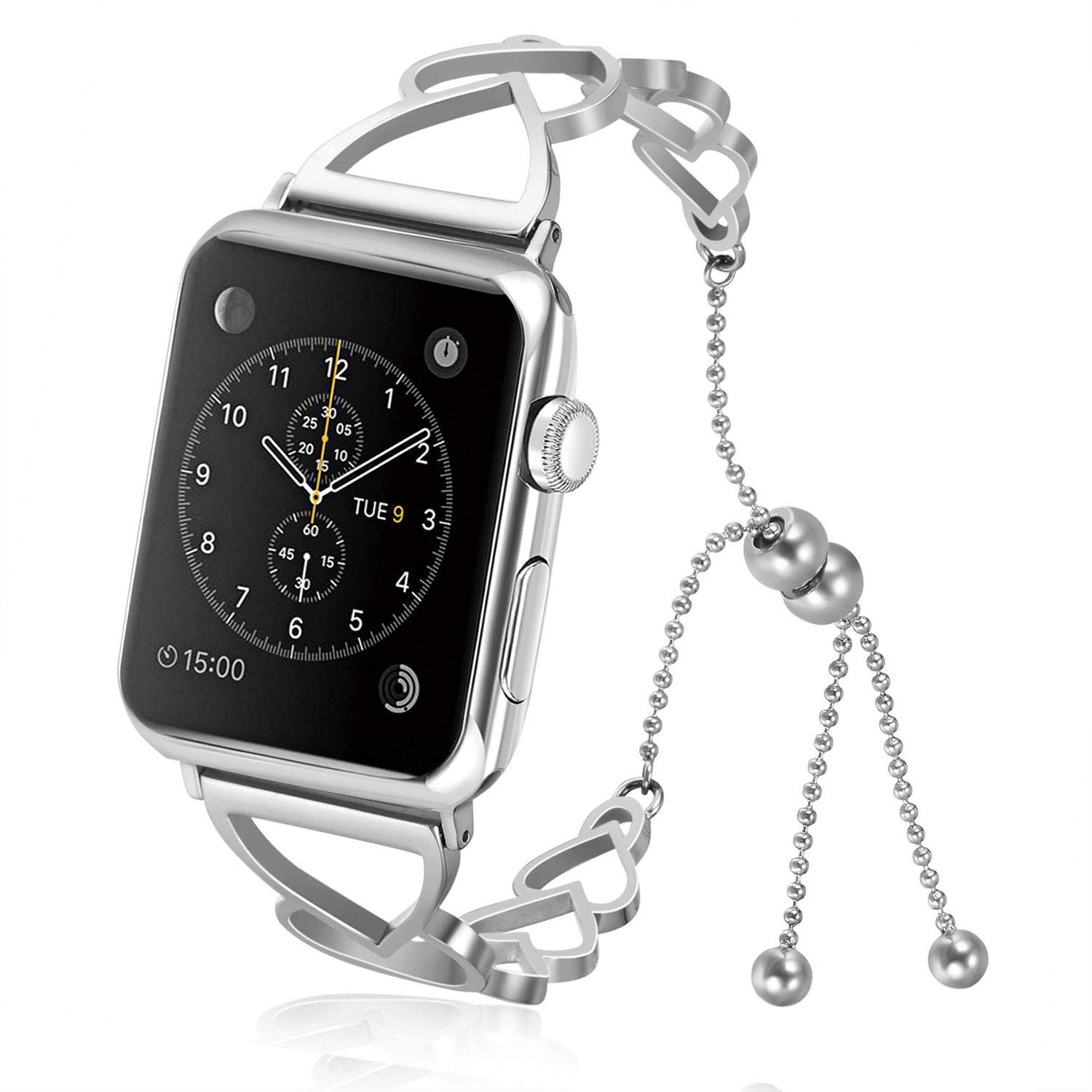 MeganStoreBracciale per Apple Watch 38 mm 40 mm 42 mm 44 mm, gioielli  bracciale in acciaio inox Cinghia Regolabile striscia di Replacement for  Apple