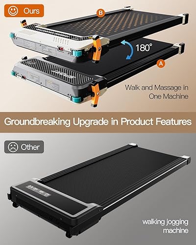 Miniatura 8 de FUNRAY Versatile Walking Pad Treadmill with Incline - Dual-Sided Under Desk Treadmill with Foot Massage,2 in 1 Walking Machine for HomeOffice with