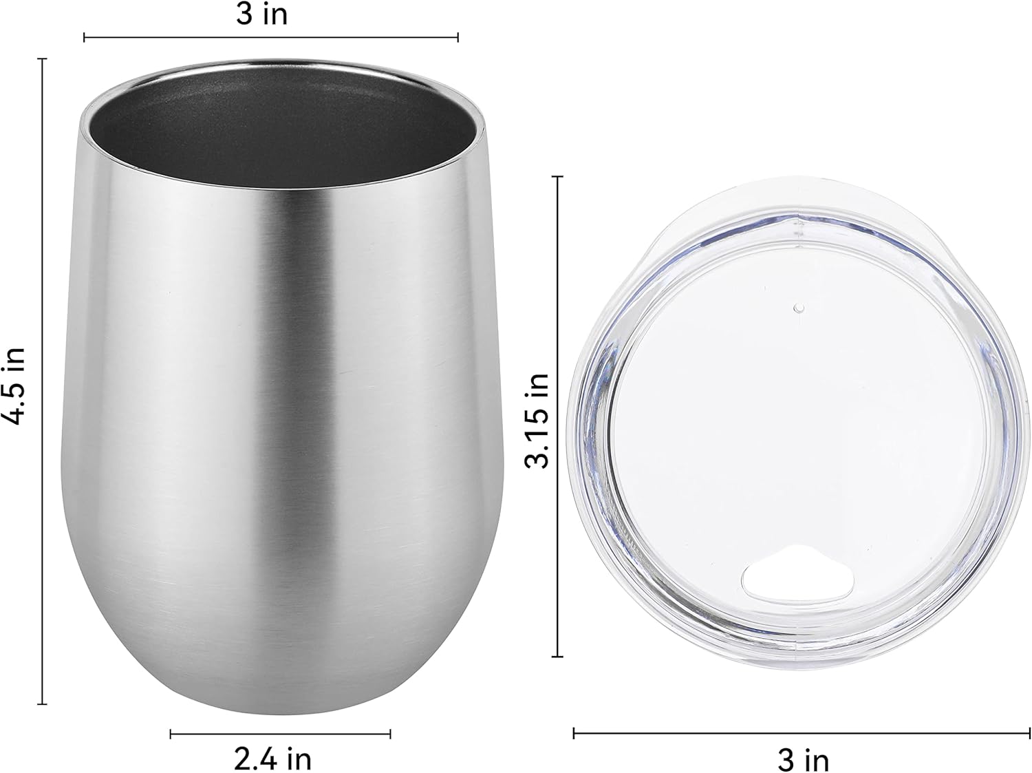 DOMICARE Stainless Steel Wine Tumbler Bulk with Lid, Personalized Insulated Tumblers Set, 12oz Travel Coffee Cups Pack of 1, Stainless steel - Image 4