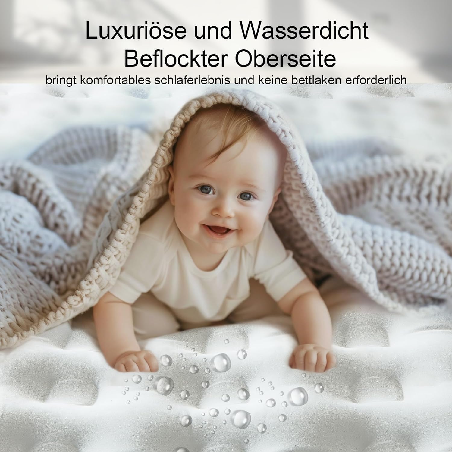 Luftmatratze 2 Personen Selbstaufblasend mit Akkupumpe | 203x152x45cm Luftmatratze Gästebett, Beflockt Wasserdicht, Doppellagige Luftsäulen, 295kg Tragfähigkeit für Camping & Zuhause
