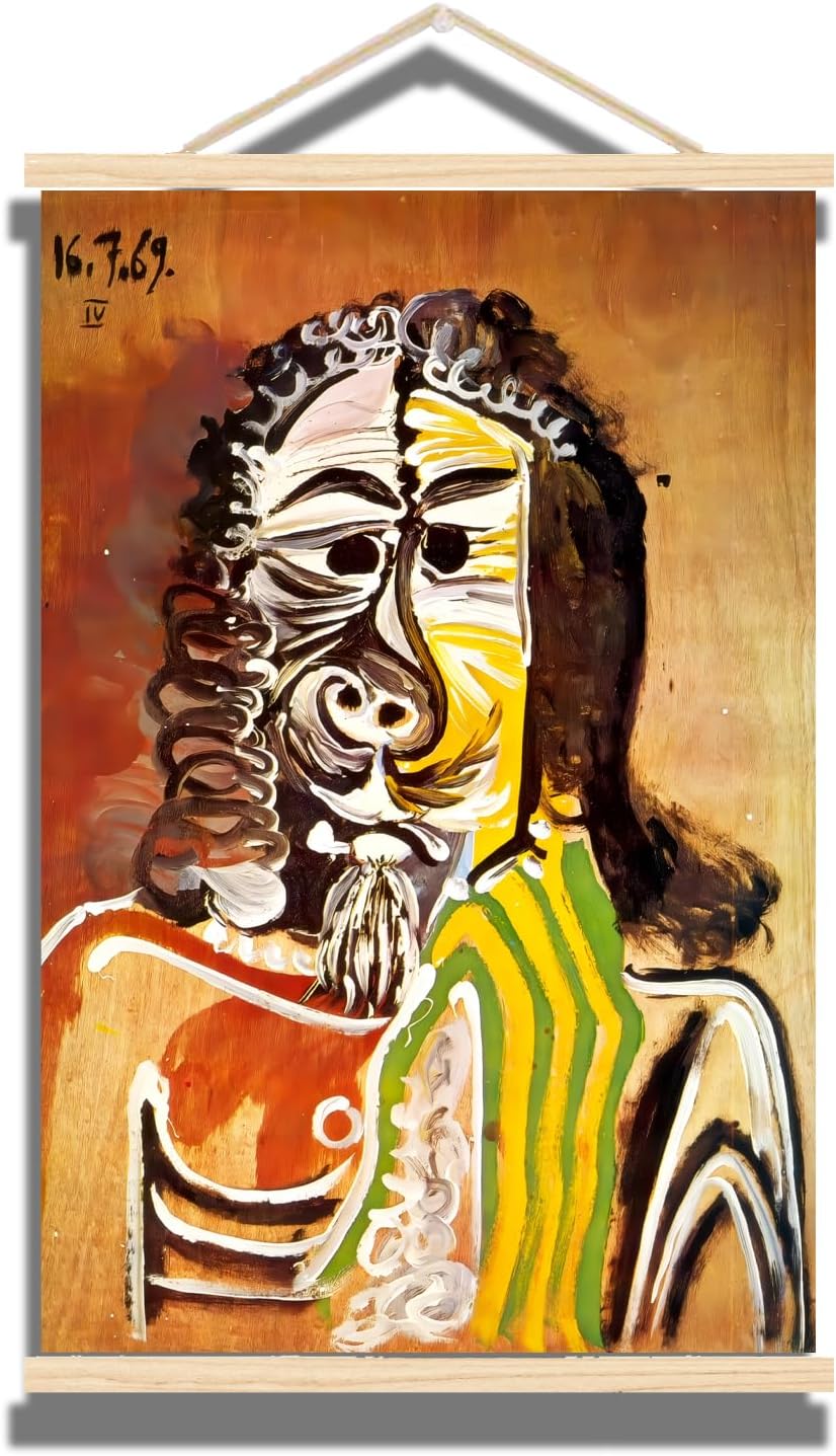 Picasso Hanging Poster - Homme Barbu Canvas Wall Art - Abstract Art Meets Elegance - Minimalism - Art Gift for Men And Women - Framed