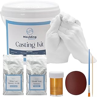 Moulding Memories 3D DIY Hand Casting Kit for Couples, Babies, Kids, or Adults with Plaster, Alginate, Paint, Brush, and Cast Accessories, Family Memory Keepsake, Complete Home Kit