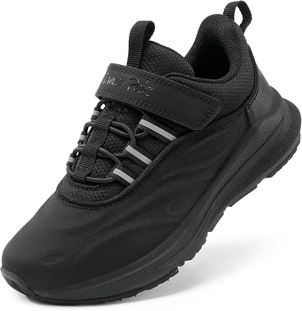 DREAM PAIRS Unsex Kinder Sneaker verschleißfest Wasserfest Turnschuhe Mädchen Jungen Sportschuhe mit Klettverschluss Laufschuhe,Size 31,Alles Schwarz,SDRS2335K