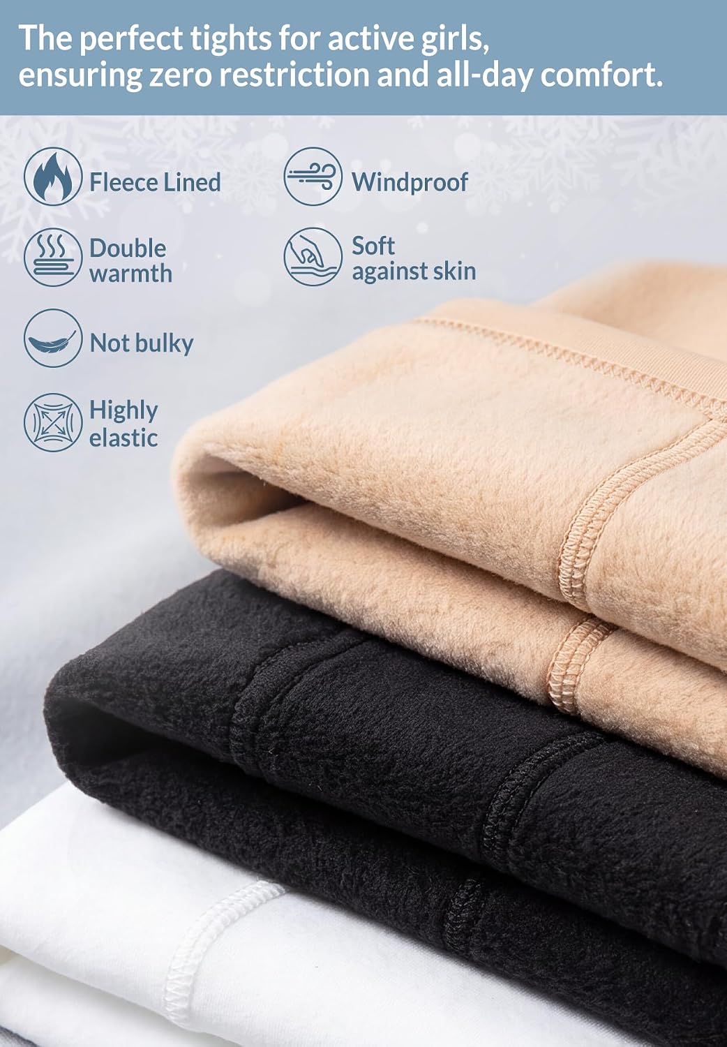 Zando Girls Fleece Lined Tights Thick Thermal Winter Leggings Footed image 3
