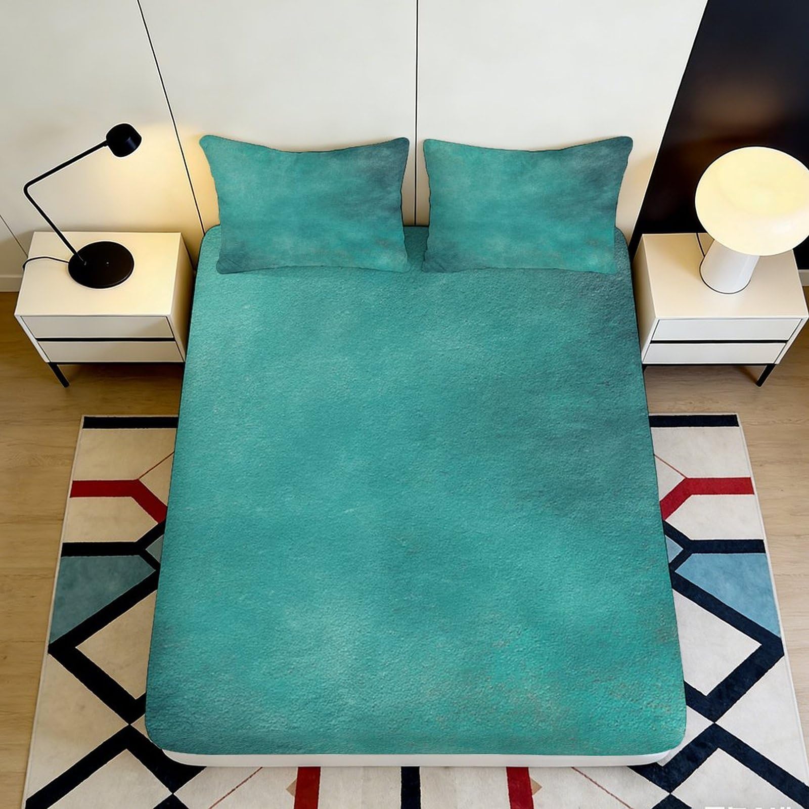 3D Printed Aqua Gradient Fitted Sheet Microfiber Soft Breathable Ocean Wave Mattress Cover for Bedroom Dorm Mattress Protection Decor 90x200x25cm
