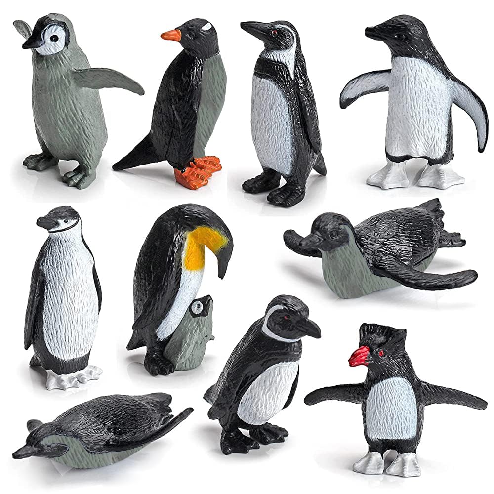 10PCS Realistic Arctic Penguin Figurines Toy Playset Winter Habitat Adventure Toys Christmas Birthday Party Supplies Decor