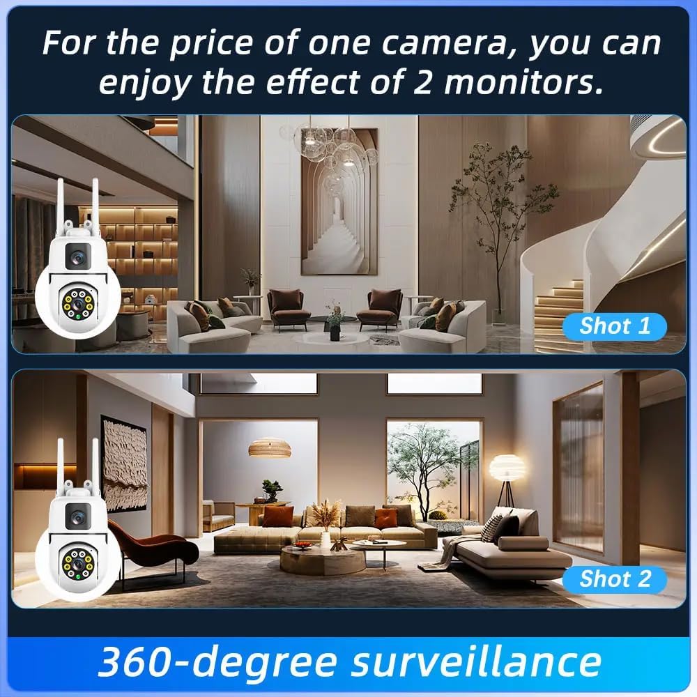 Maizic Smarthome 2MP WiFi Indoor Camera | 2-Lens Dual Screen | 360° PTZ | Color Night Vision | Motion Detection | Two-Way Talk 1