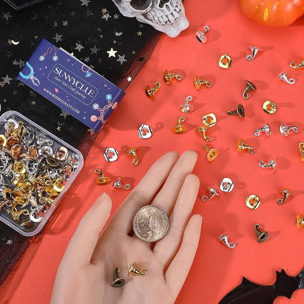 SUNNYCLUE 1 Box 60pcs 5 Colors Wizard Hat Charms 3D Charm Bulk Tibetan Antique Silver Bronze Gold Magic Halloween Christmas Charm for Jewelry Making DIY Craft Necklace Bracelet Earring - Image 3