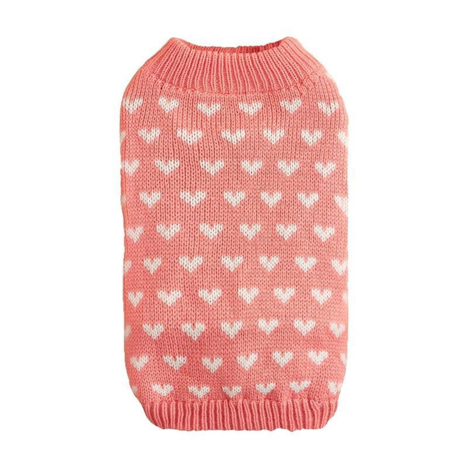 Valentine's Day Dog Sweater, Valentine's Day Clothes, Dog Valentine's Day Outfit, Winter Pet Knitted Jumper Knitted Dog Sweater for Small Medium Large Dogs (Pink, L)