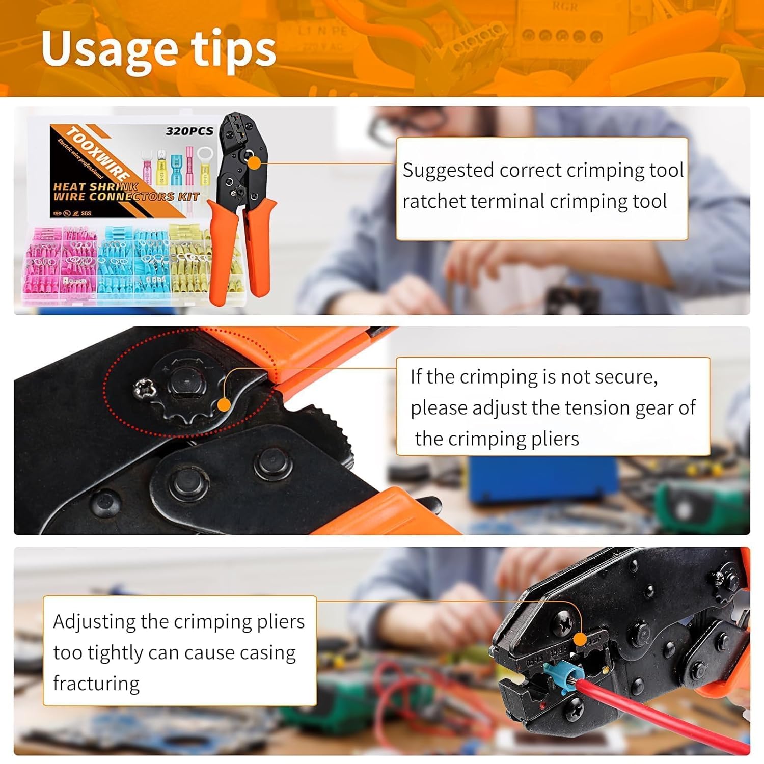 450PCS Electrical Connectors Red Copper, Heat Shrink Wire Connectors Kit, Crimp Connector Wire Terminals for Automotive Marine