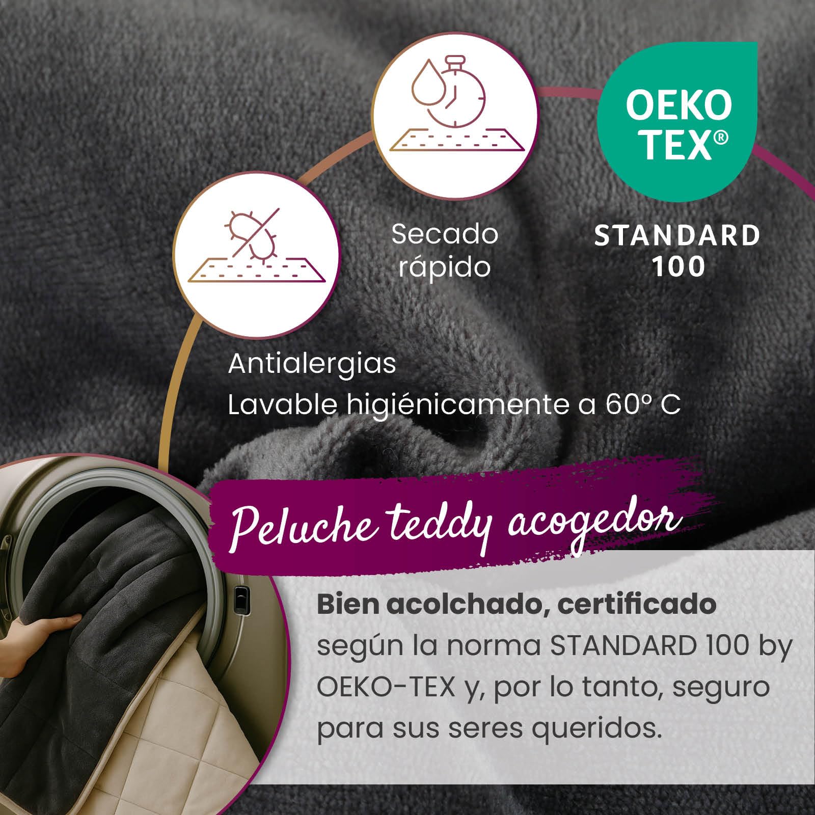 wometo Edredón de felpa para todo el año, diseño reversible, aprox. 155 x 220 cm, gris y gris claro, cálido edredón de invierno, cálido y suave, utilizable sin funda, certificado Öko-Tex