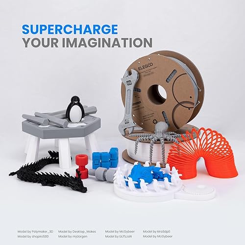 Miniatura 7 de ELEGOO Filamento PLA de 0.069 pulgadas, color morado, 2.2 libras, filamento de impresora 3D, precisión dimensional +- 0.001 pulgadas, carrete de