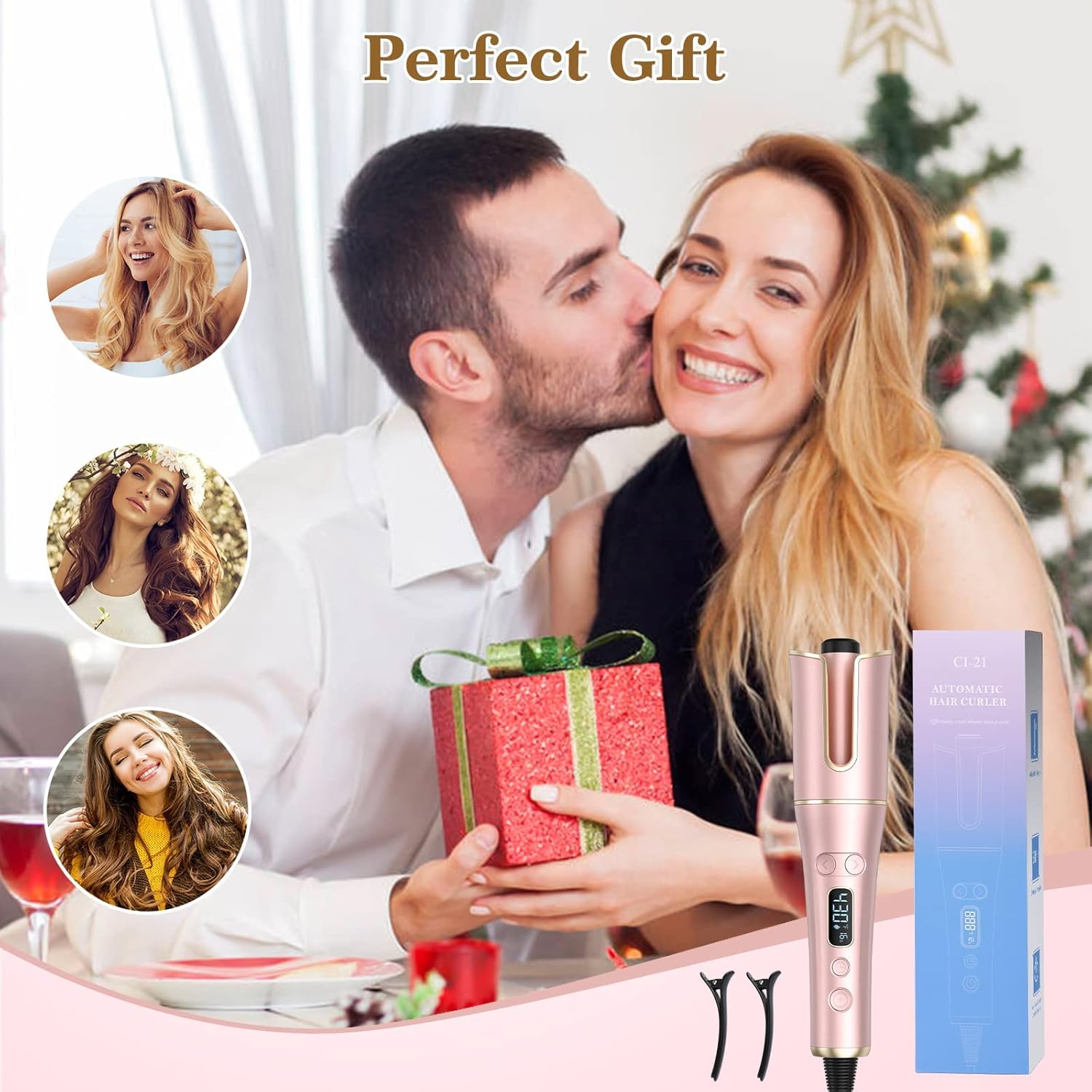 Automatic Curling Iron, Auto Hair Curler Wand with 4 Temperatures & 3 Timers & LCD Display, Curling Iron with 1" Large Rotating Barrel, Dual Voltage Auto Shut-Off Spin Iron for Hair Styling - Image 7