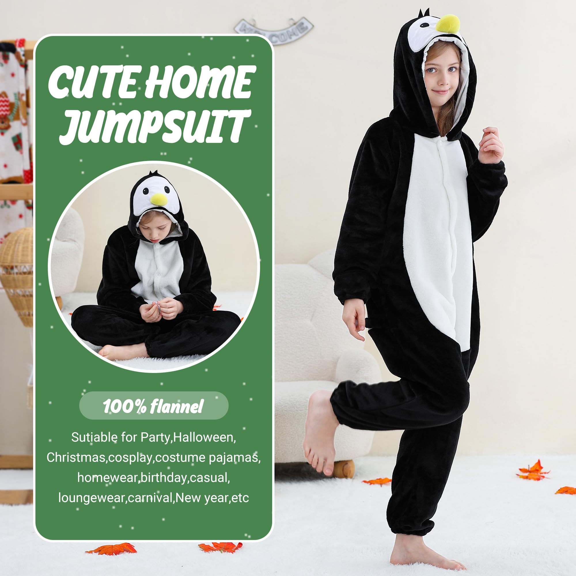 HAHASHOW Combinaison Pyjama Enfant Grenouillère Surpyjama Enfants Cosplay Cartoon Animaux à Capuche Unisexe Grenouillères Vêtements de Nuit Garcon Fille 3-12 Ans