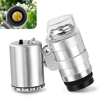 60X Juwelier Lupe mit Licht Mini Mikroskop,Taschenmikroskop Edelsteinelupe mit LED/UV Licht Trichome Lupe Handy Mikroskop Vergrößerungsglas für Enge Arbeit, Schmuck,Münzen,Briefmarken
