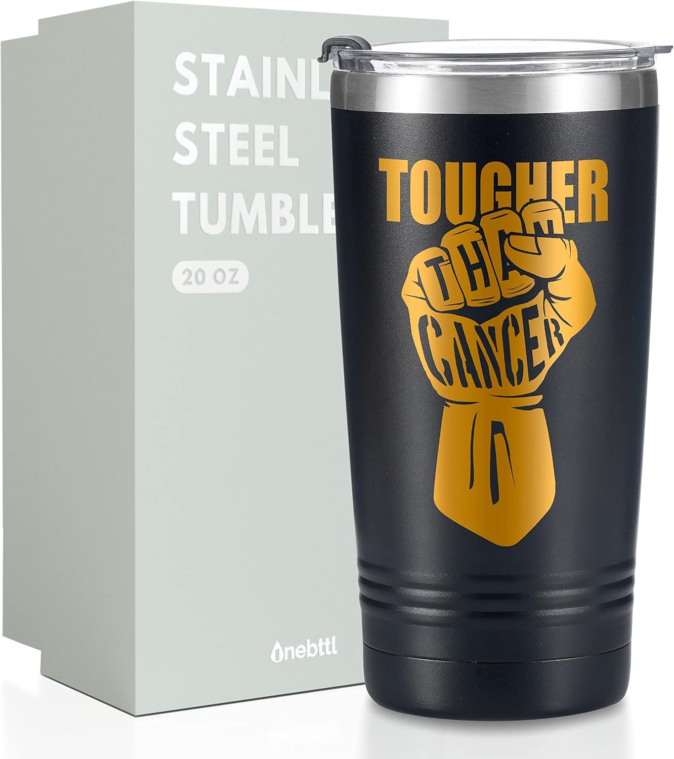Onebttl Insulated Mugs With Lid - 20oz Tougher than Cancer Gifts for Women & Men, Surgery & Chemo Patients