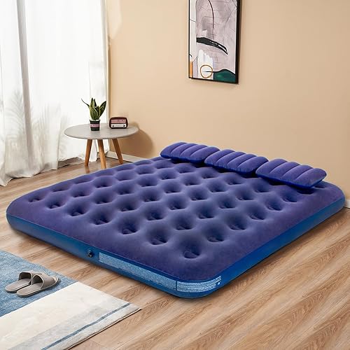 Miniatura 3 de DIMAR GARDEN Cama inflable de colchón de aire para acampar tamaño King con almohada, incluye bomba de mano