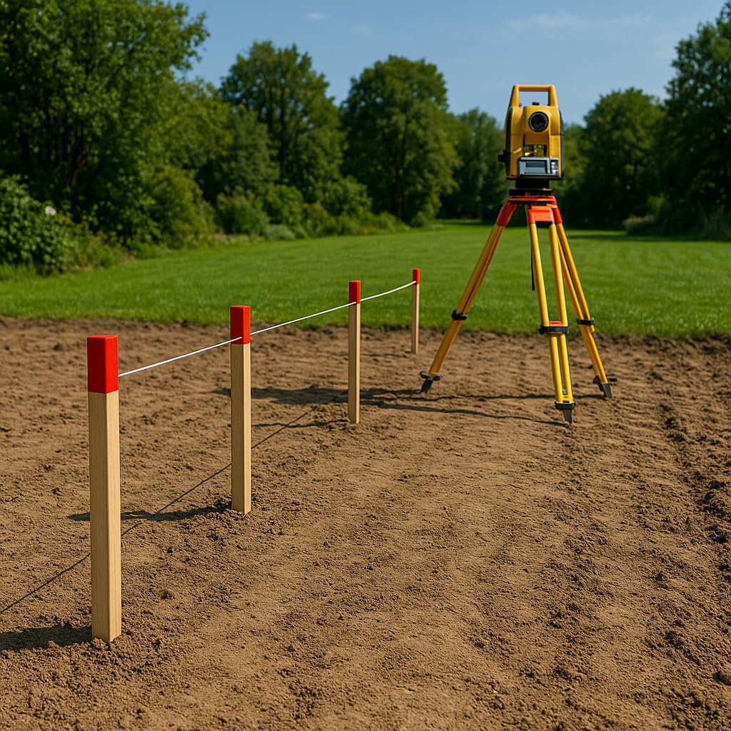 Paliki Geodezyjne Bukowe 2,5x2,5x120 cm – Zestaw 25 szt. – Kwadratowe, Strugane Drewniane Słupki, Pomarańczowa Końcówka – Do Geodezji, Budownictwa, Ogrodnictwa