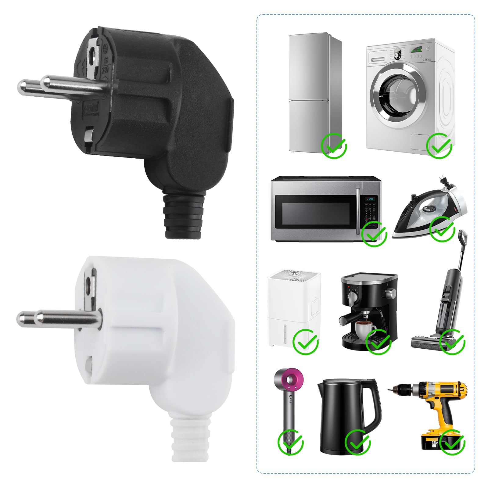 Prise Electrique Male Schuko 250V 16A 8 Pièces + Tournevis