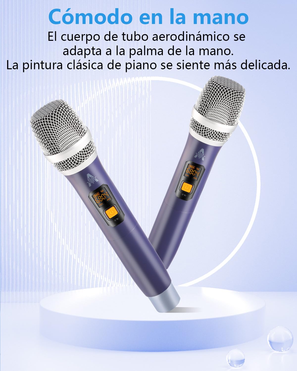 Micrófono inalámbrico, UHF Metal doble de mano inalámbrico sistema de micrófono dinámico con receptor recargable (40H Duración, 200 pies de alcance) para cantar, karaoke, iglesia, discurso, boda