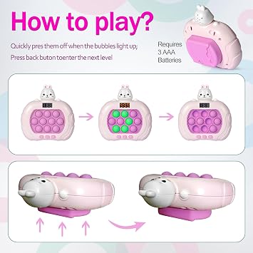 Blackma Fast Push Pop Game - Light Up Fidget Toy for Kids, Handheld Sensory Puzzle Game, Christmas & Birthday Gifts for 3-12 Year Old Boys & Girls (Rabbit)