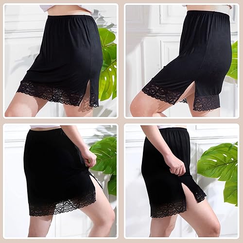 Miniatura 3 de 3 piezas de medias sandalias para debajo del vestido, falda con ribete de encaje, por encima de la rodilla, para mujer