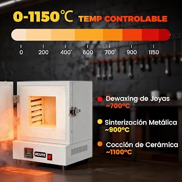 2000W Compacte smeltoven op tafel, Electric Burnout Oven Kiln, Max 1150C/2102F, 4-Sided Heating, Digital Display, Kiln Pottery at Home, for Jewelry/Plaster 220V