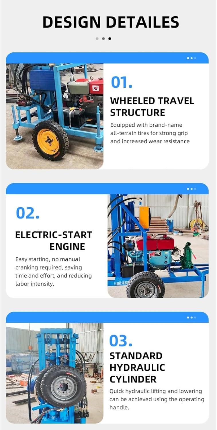 Water Well Drilling Rig Compact Borehole Drilling Machine 75-325mm Diameter 150m Depth Portable Driller for Farm Irrigation Residential Groundwater Projects