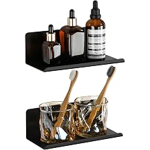 SAYAYO Black Floating Shelves for Wall, 8 Inch Screw or Self Adhesive Shelf
