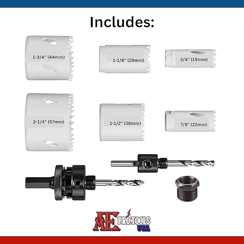 Miniatura 2 de ATE Pro. USA - Kit de sierra perforadora bimetálica, de uso general, para madera y metales finos