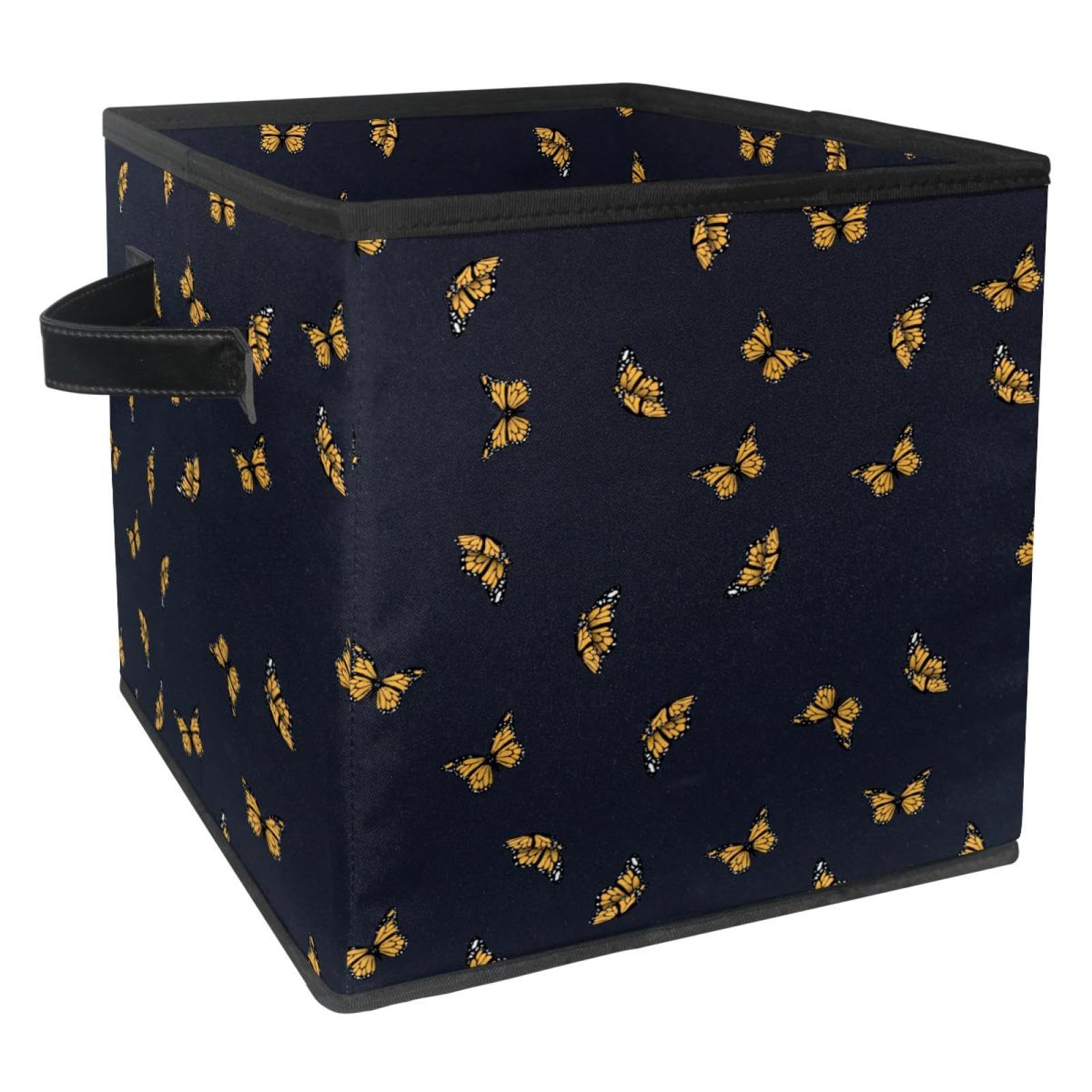 Boîte de rangement pliable cube papillon jaune pour placard